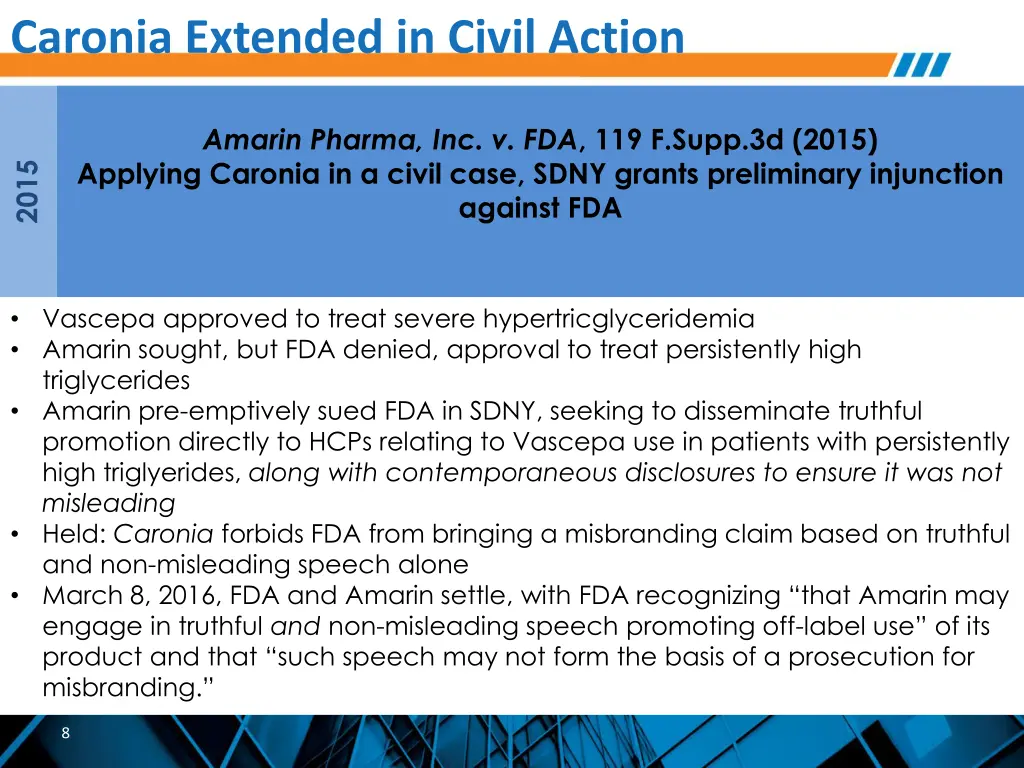 caronia extended in civil action