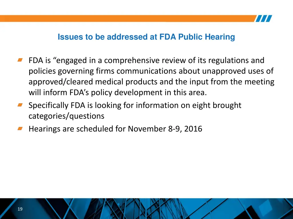 issues to be addressed at fda public hearing