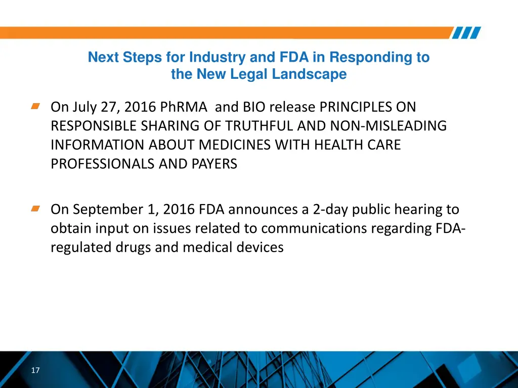 next steps for industry and fda in responding