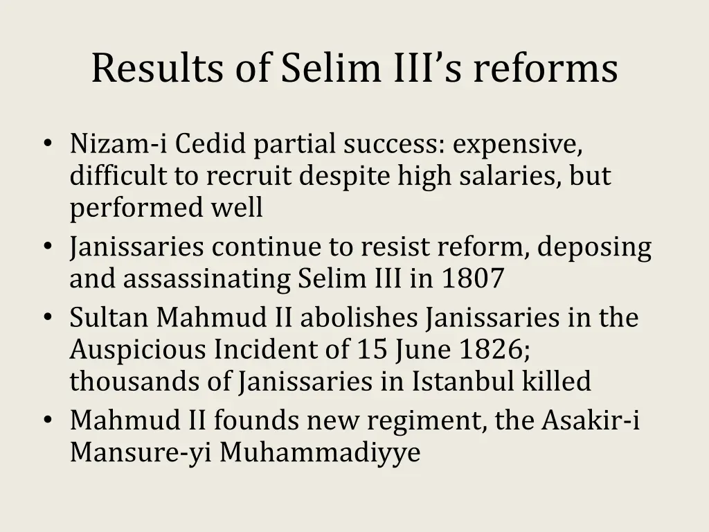 results of selim iii s reforms