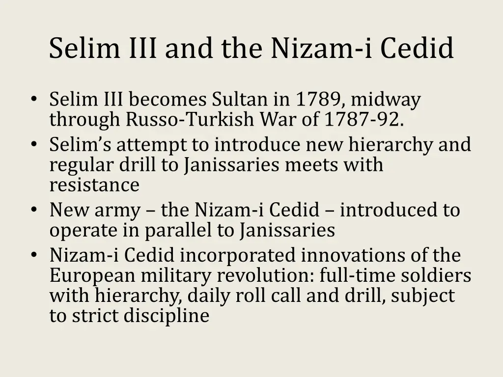 selim iii and the nizam i cedid