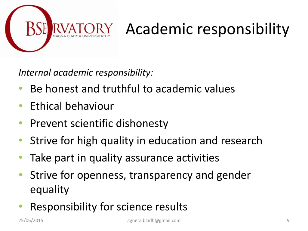 academic responsibility