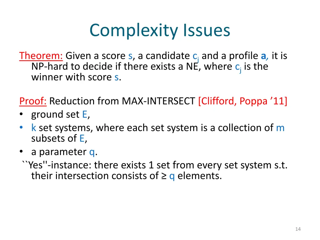 complexity issues