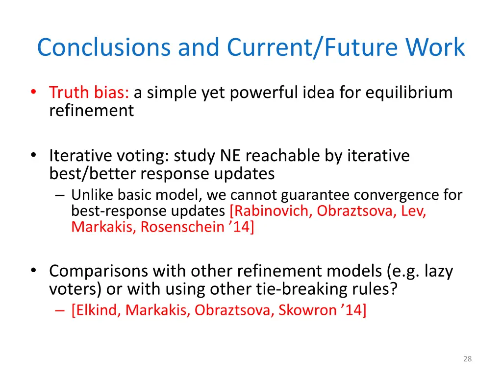 conclusions and current future work