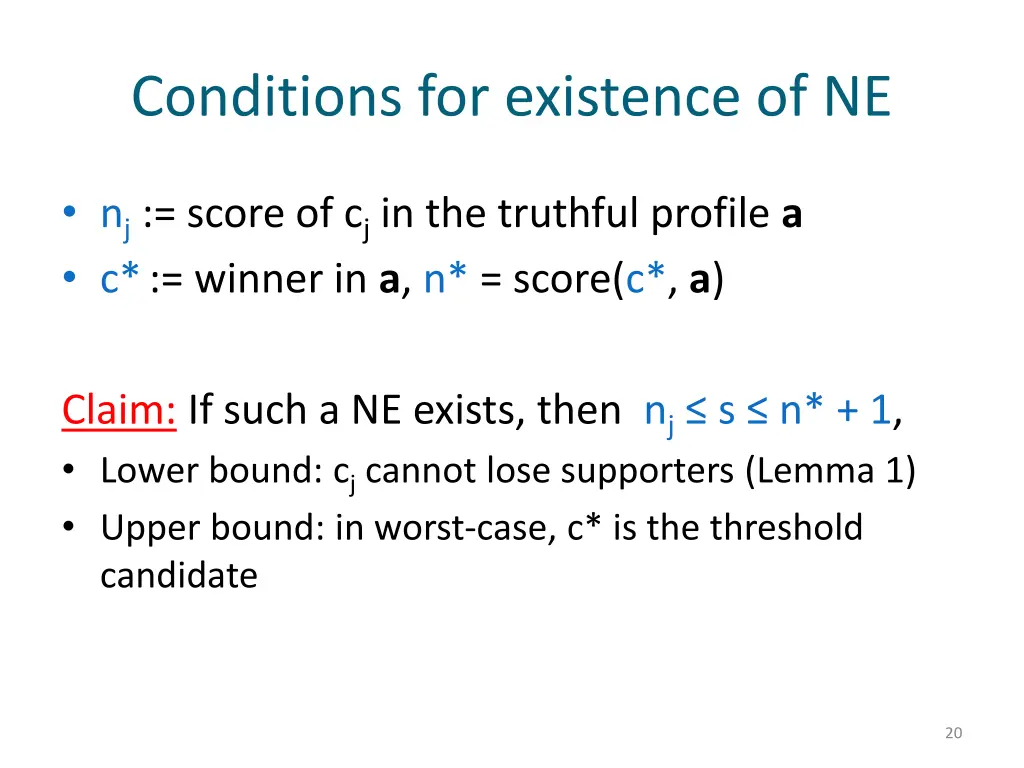 conditions for existence of ne