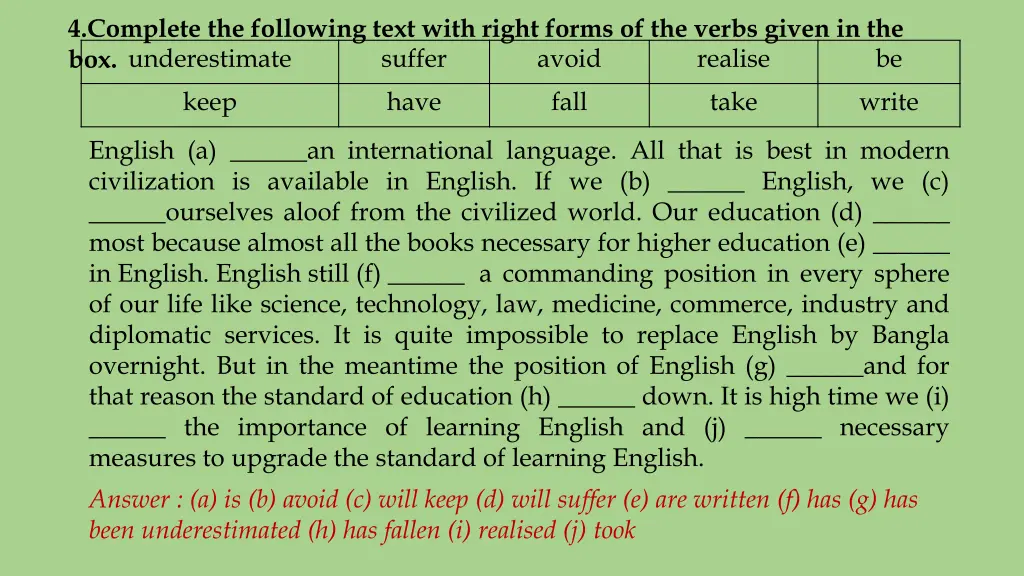 4 complete the following text with right forms