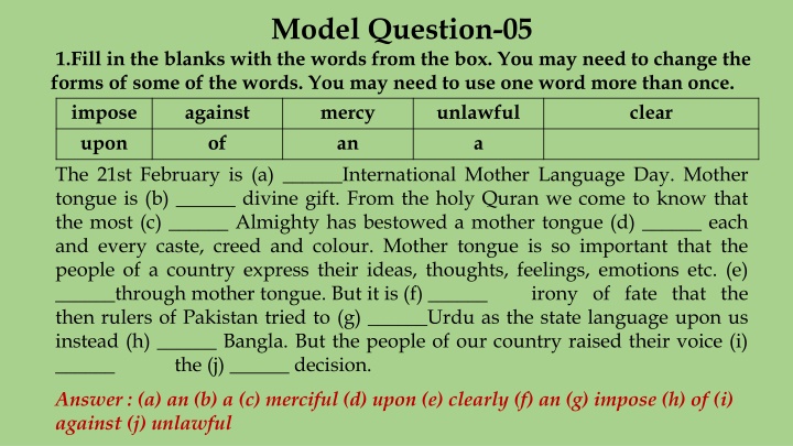 model question 05