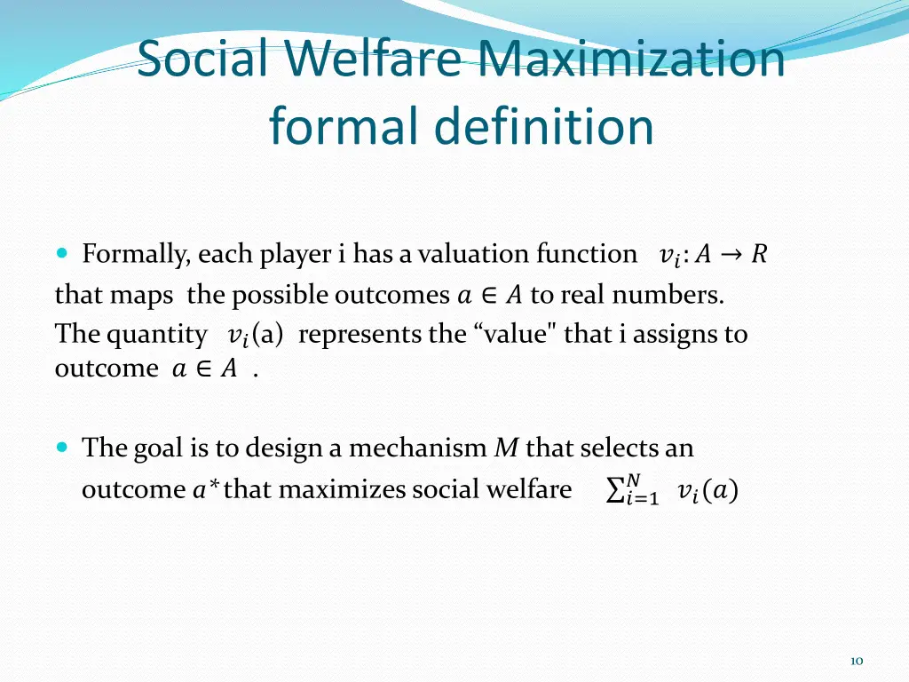 social welfare maximization formal definition 1