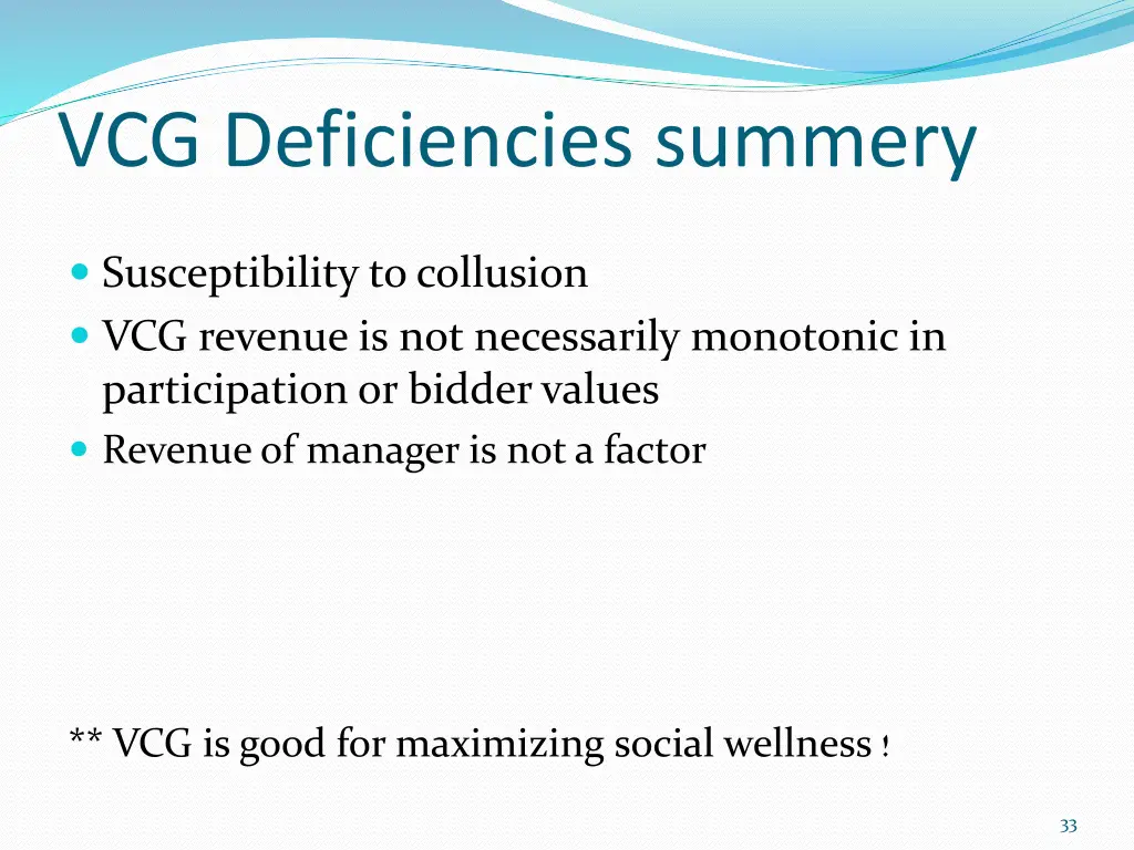 vcg deficiencies summery