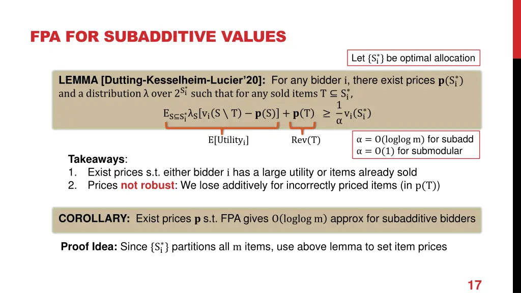 fpa for subadditive values 1