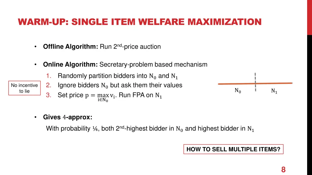 warm up single item welfare maximization