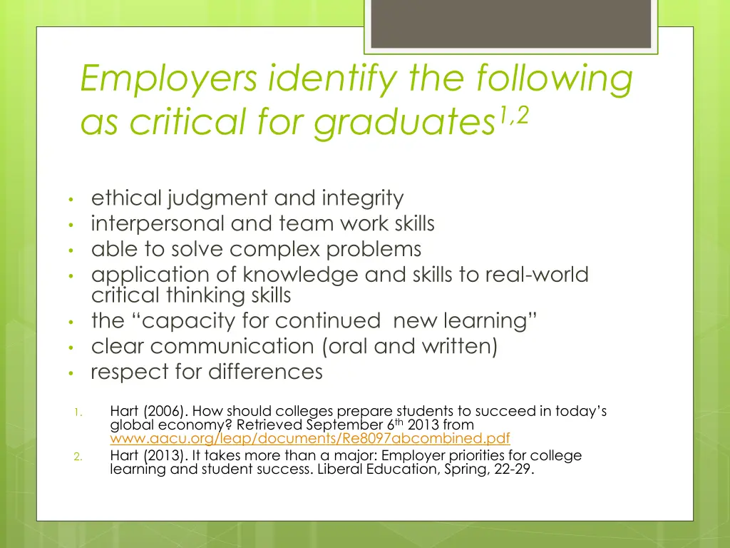 employers identify the following as critical