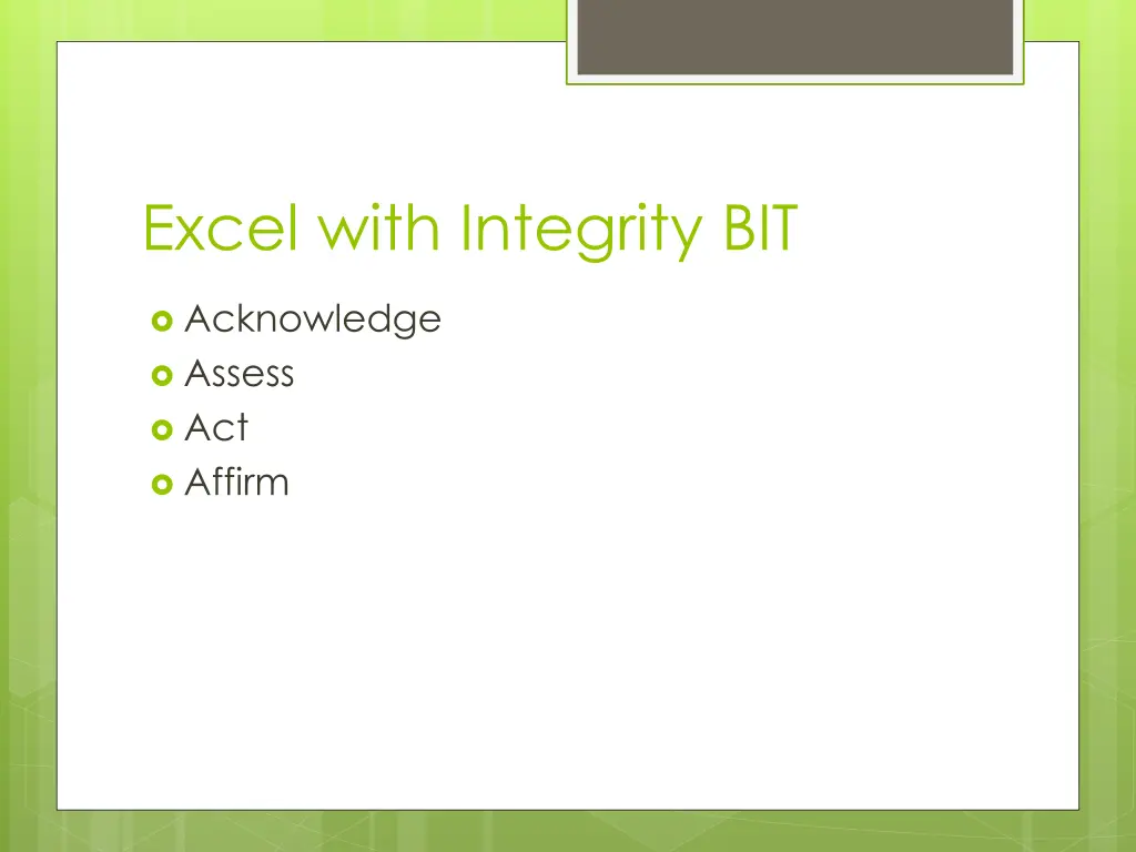 excel with integrity bit