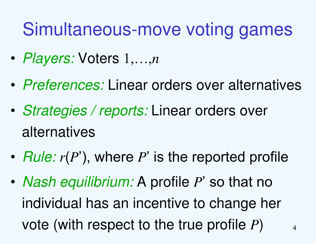 simultaneous move voting games