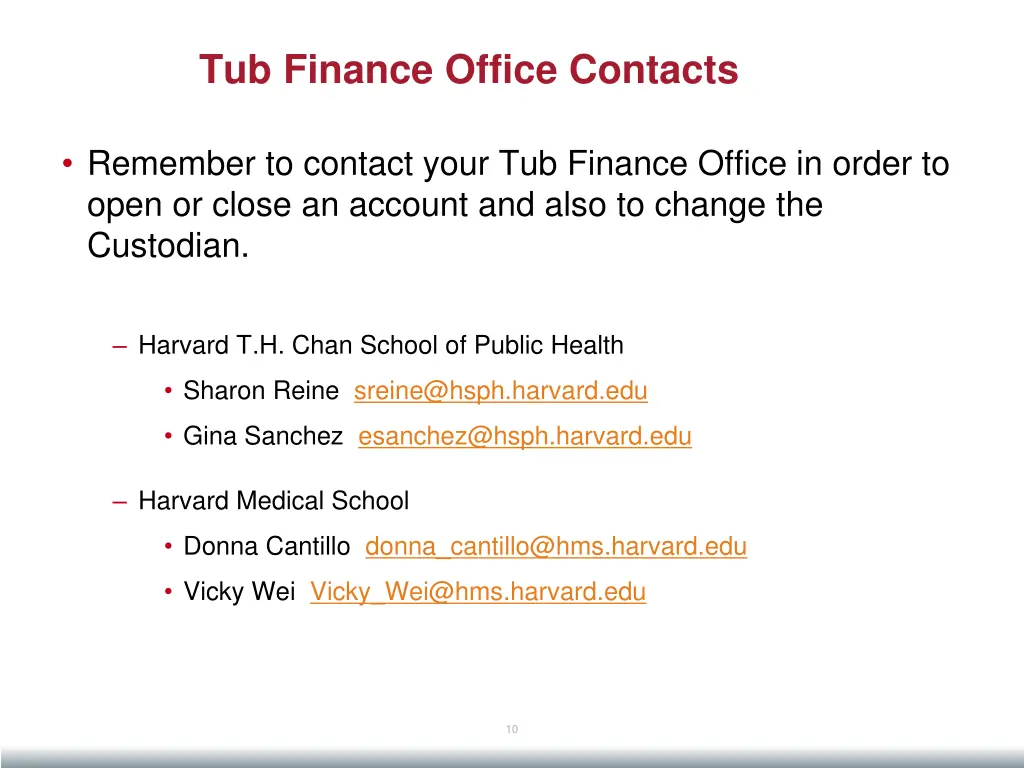 tub finance office contacts