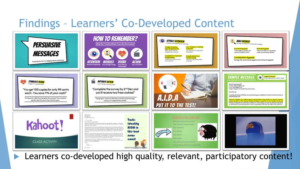 findings learners co developed content