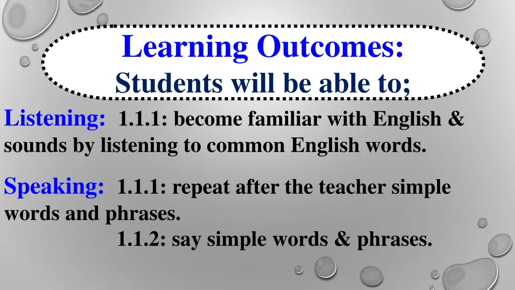 learning outcomes students will be able