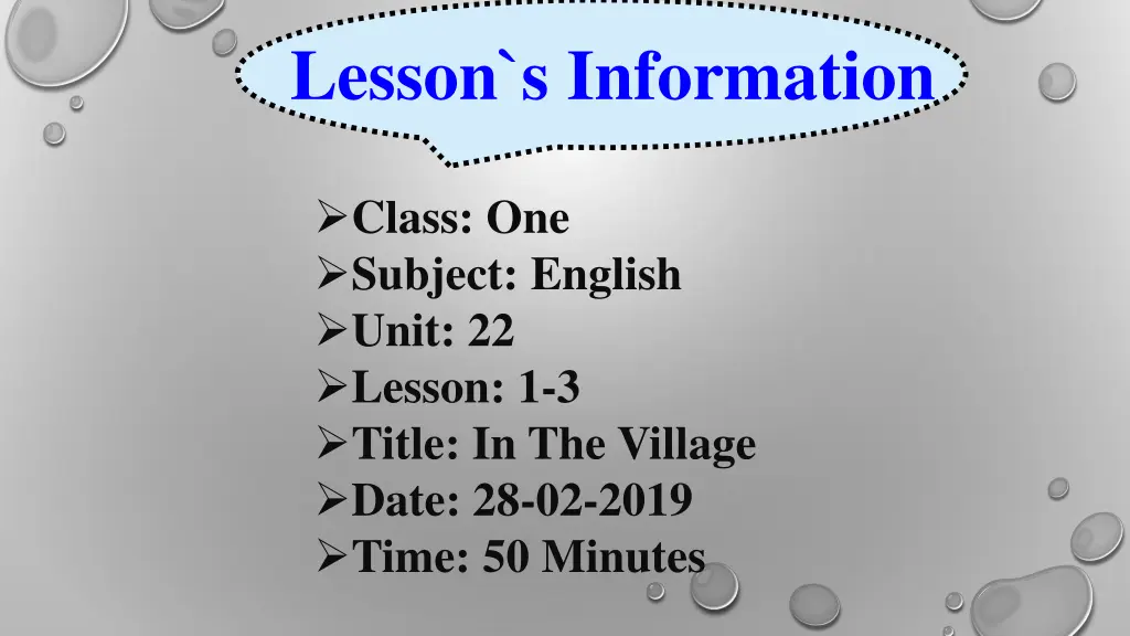 lesson s information