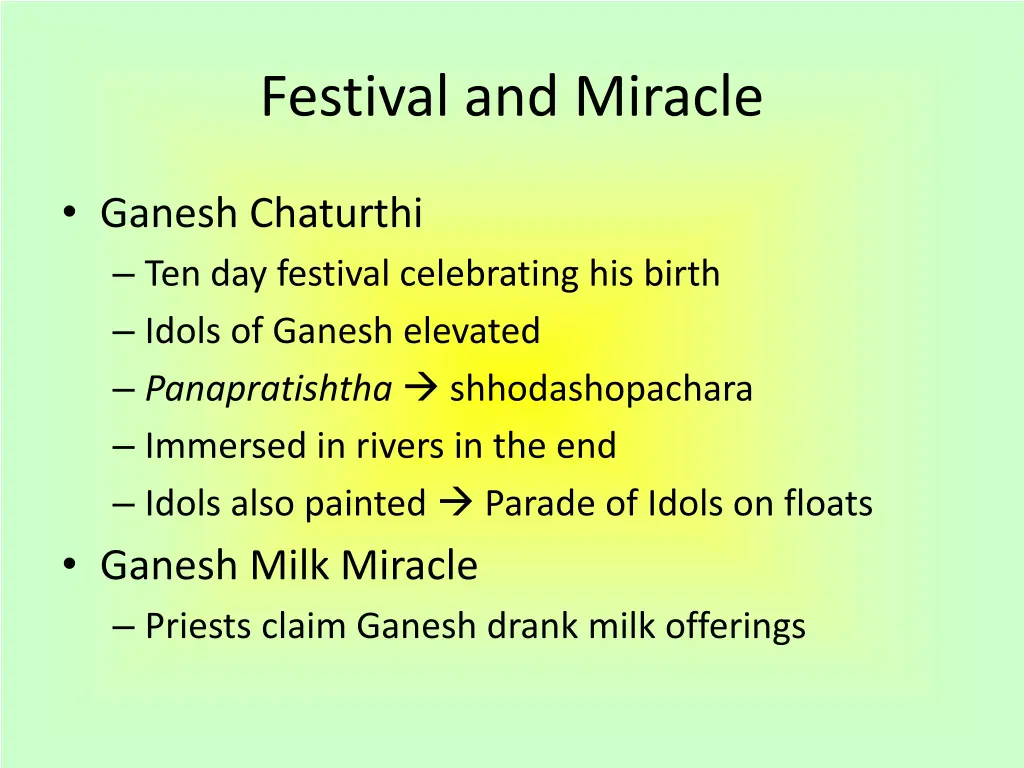 festival and miracle