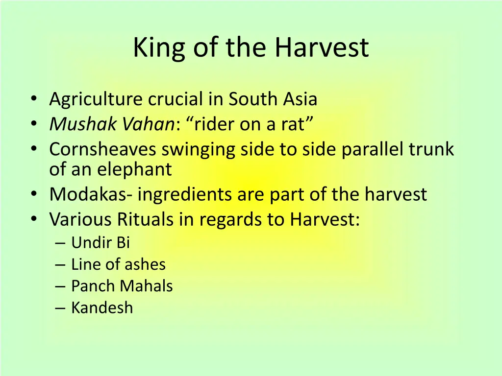 king of the harvest