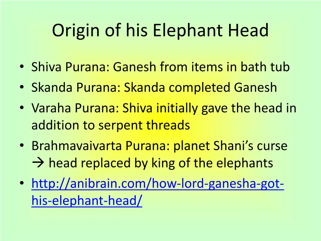 origin of his elephant head