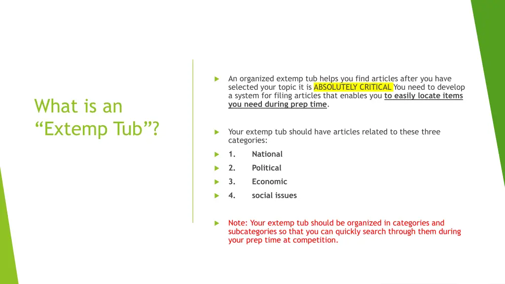 an organized extemp tub helps you find articles