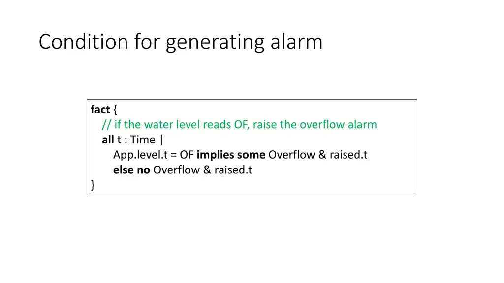 condition for generating alarm