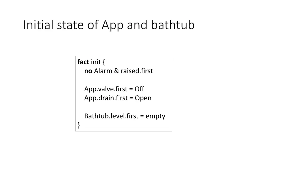 initial state of app and bathtub