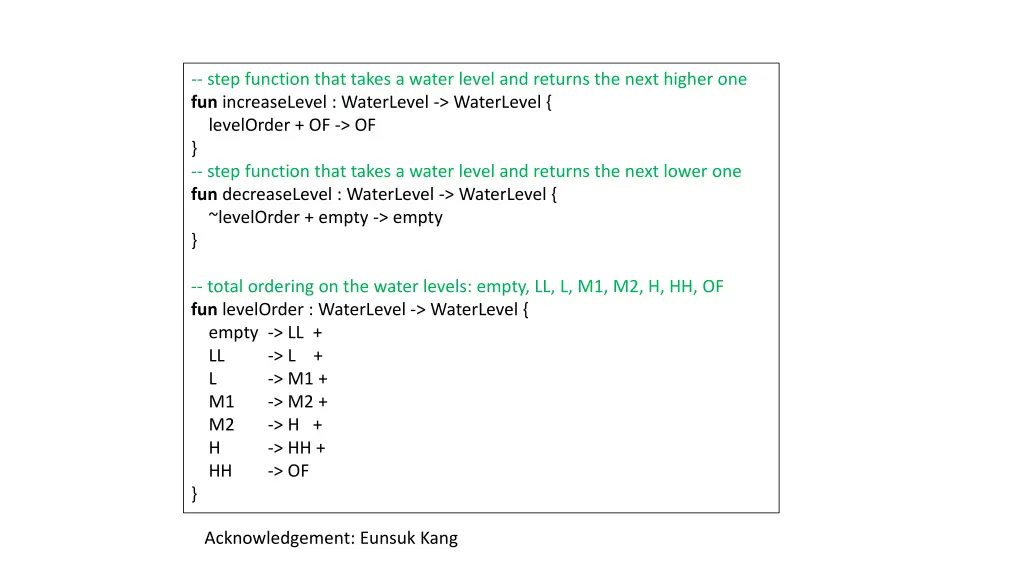 step function that takes a water level