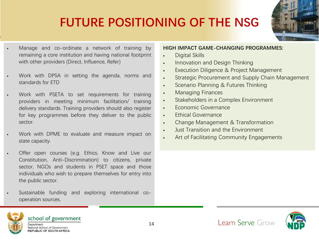 future positioning of the nsg