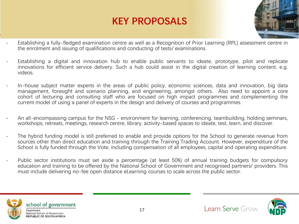 key proposals