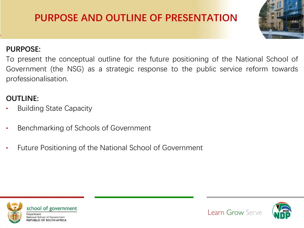 purpose and outline of presentation