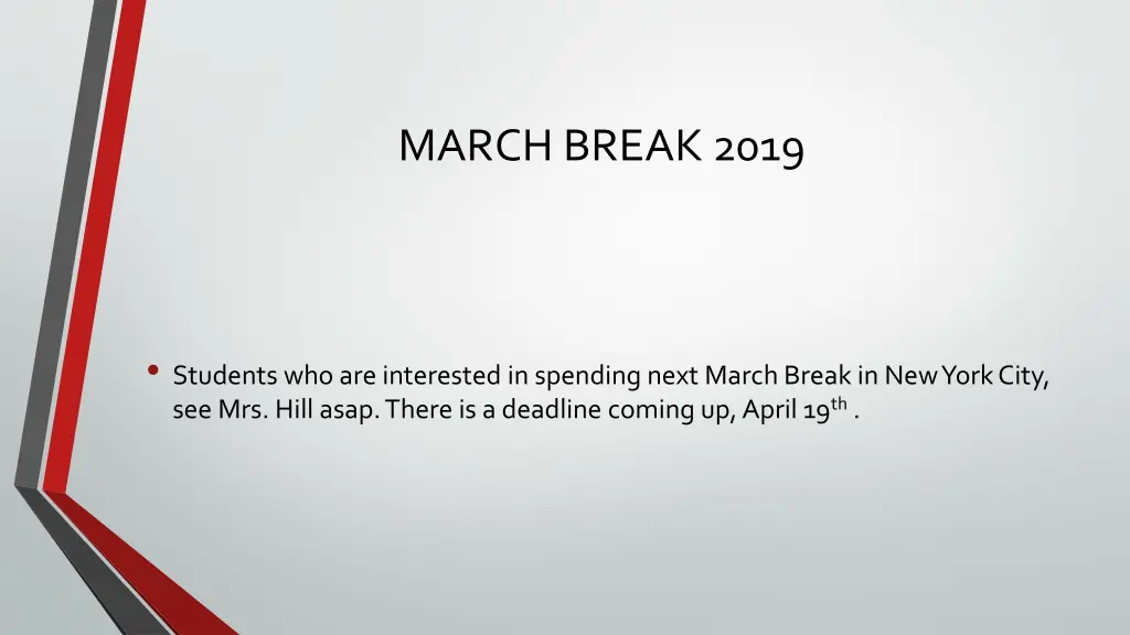 march break 2019