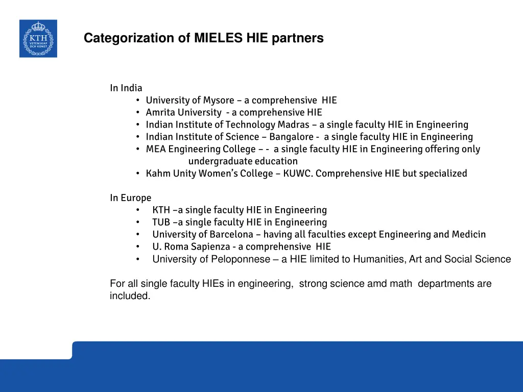 categorization of mieles hie partners