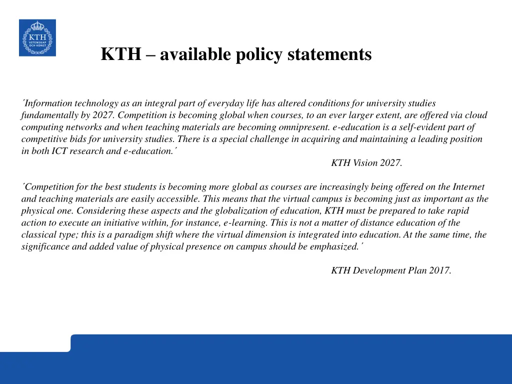 kth available policy statements