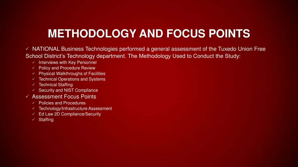 methodology and focus points