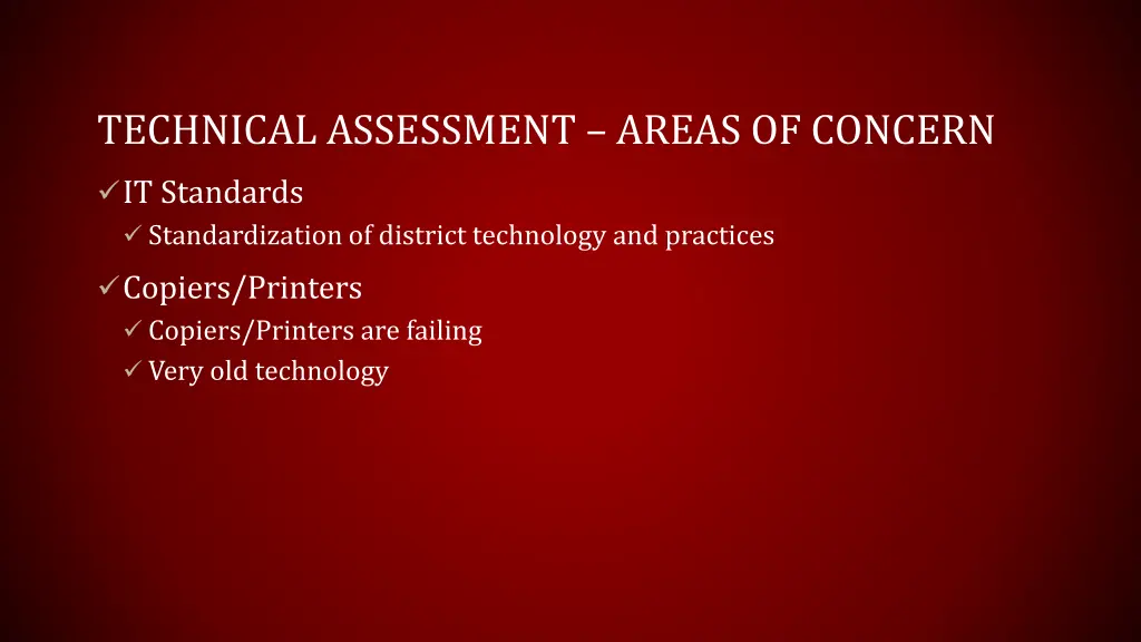 technical assessment areas of concern 1