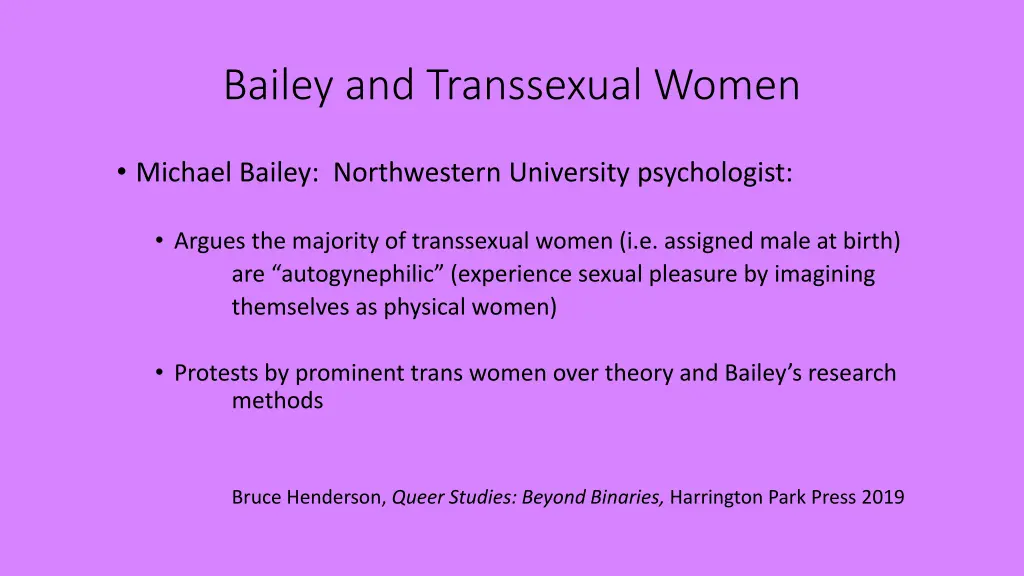 bailey and transsexual women