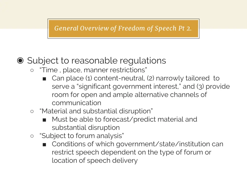 general overview of freedom of speech pt 2