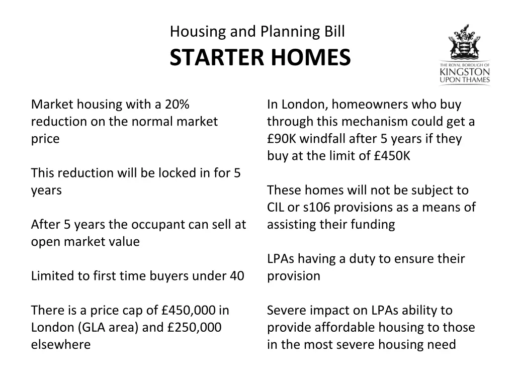 housing and planning bill starter homes