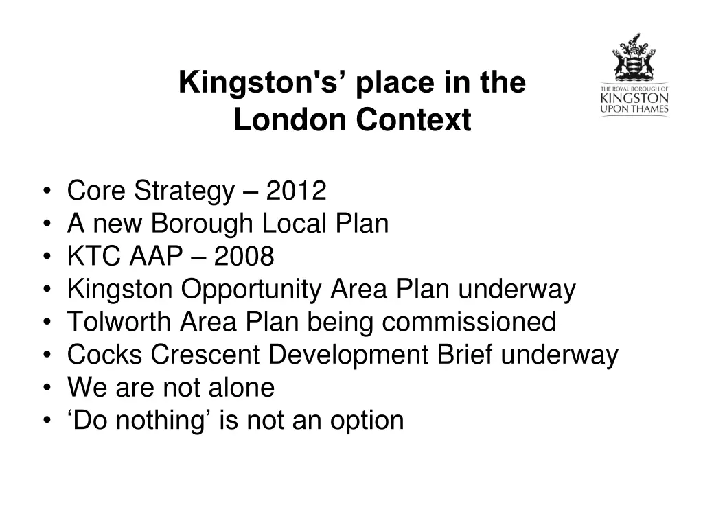 kingston s place in the london context