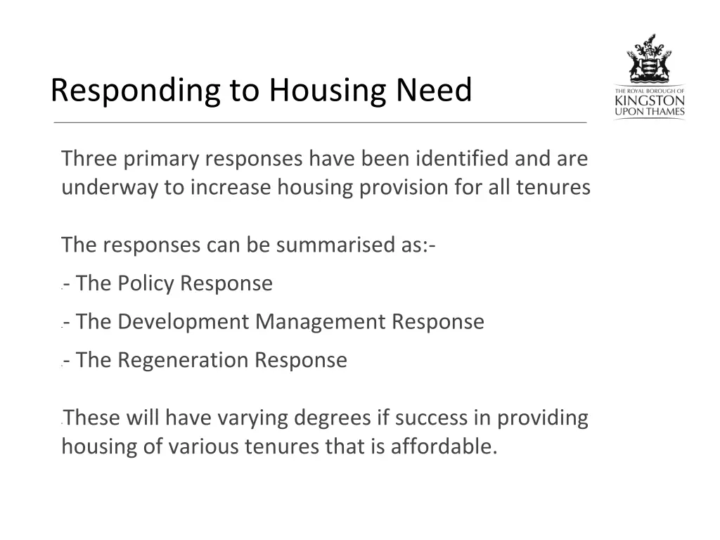 responding to housing need