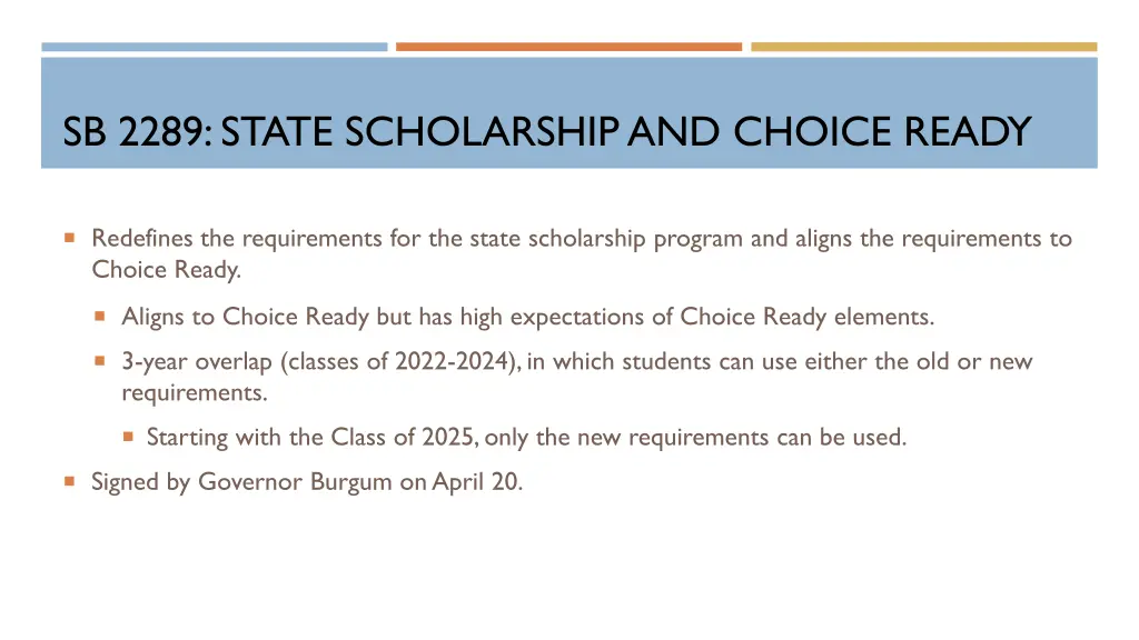 sb 2289 state scholarship and choice ready