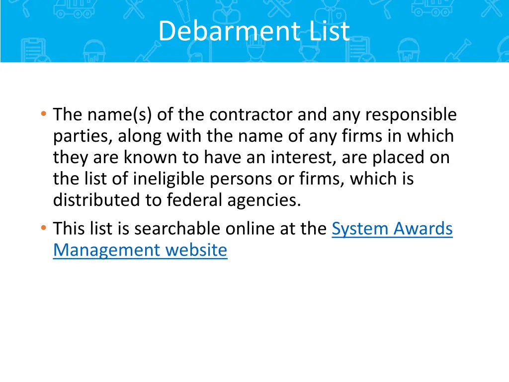 debarment list