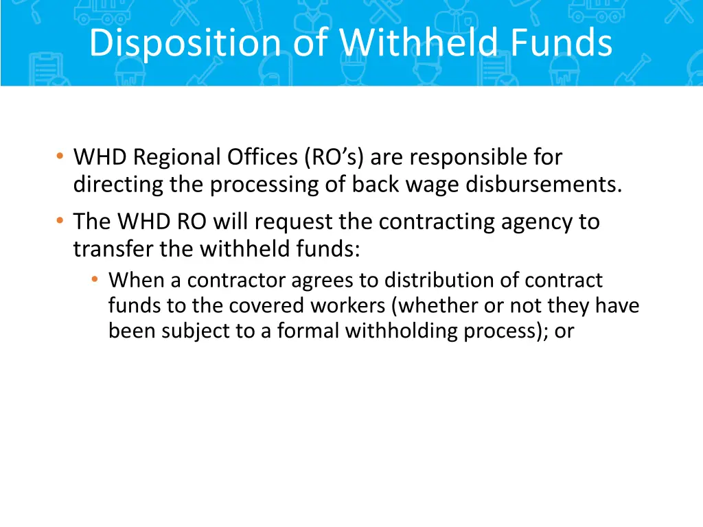 disposition of withheld funds