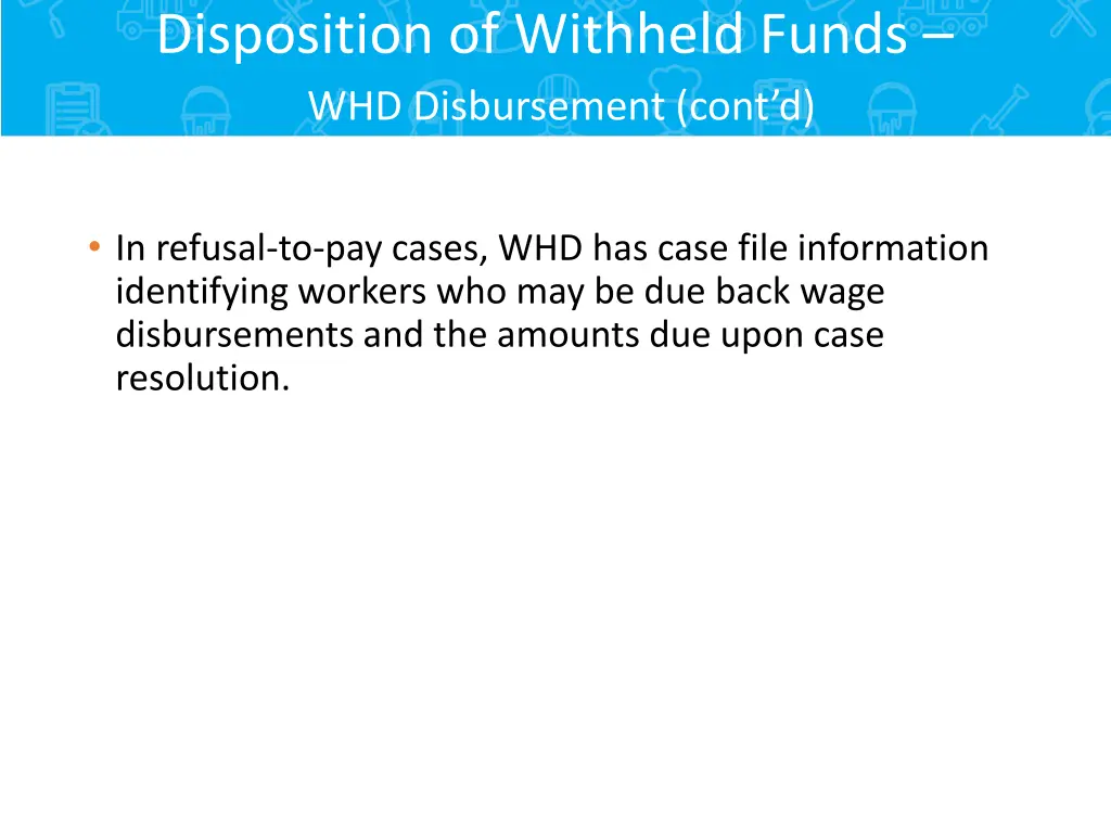 disposition of withheld funds whd disbursement 1