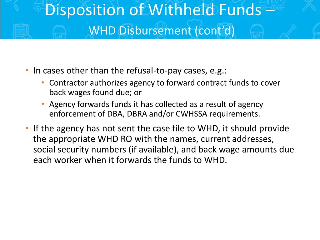 disposition of withheld funds whd disbursement 2