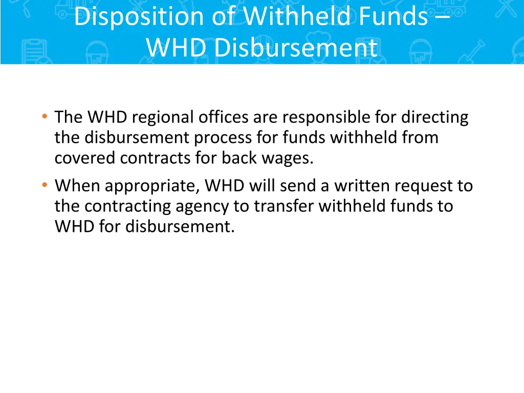 disposition of withheld funds whd disbursement