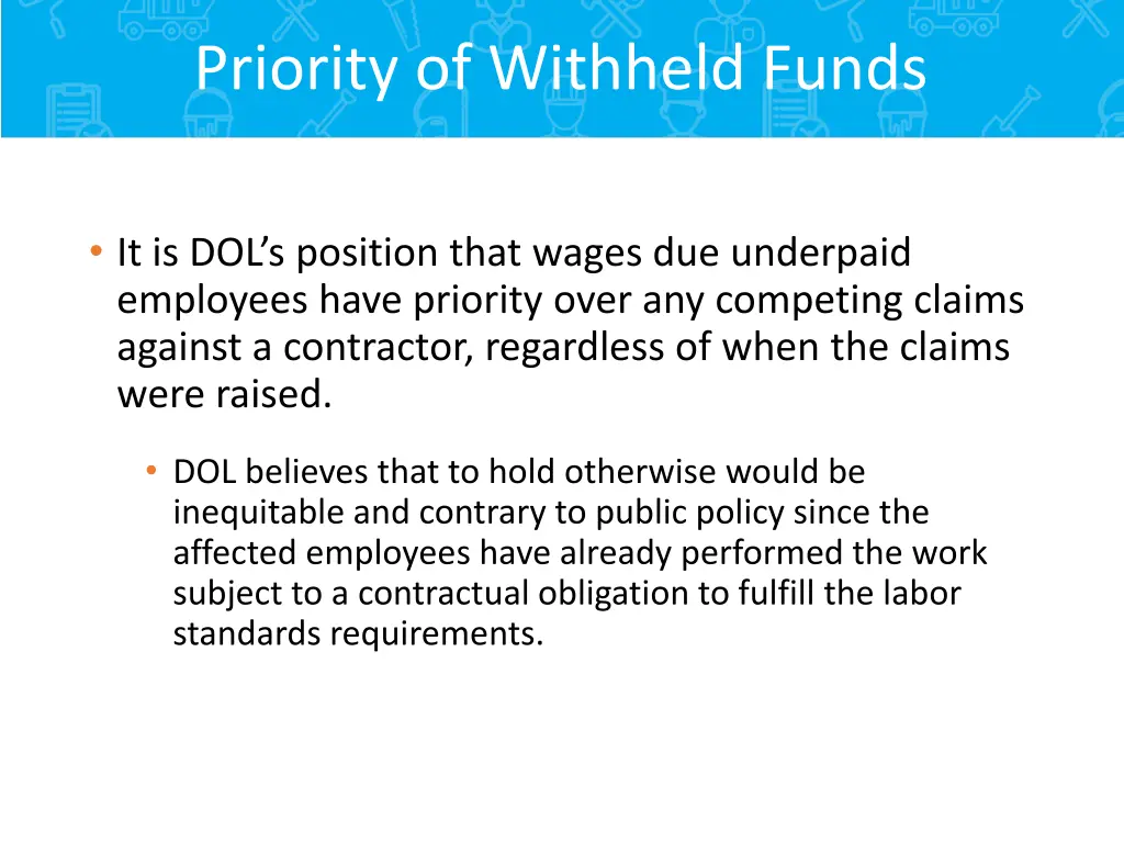 priority of withheld funds 1