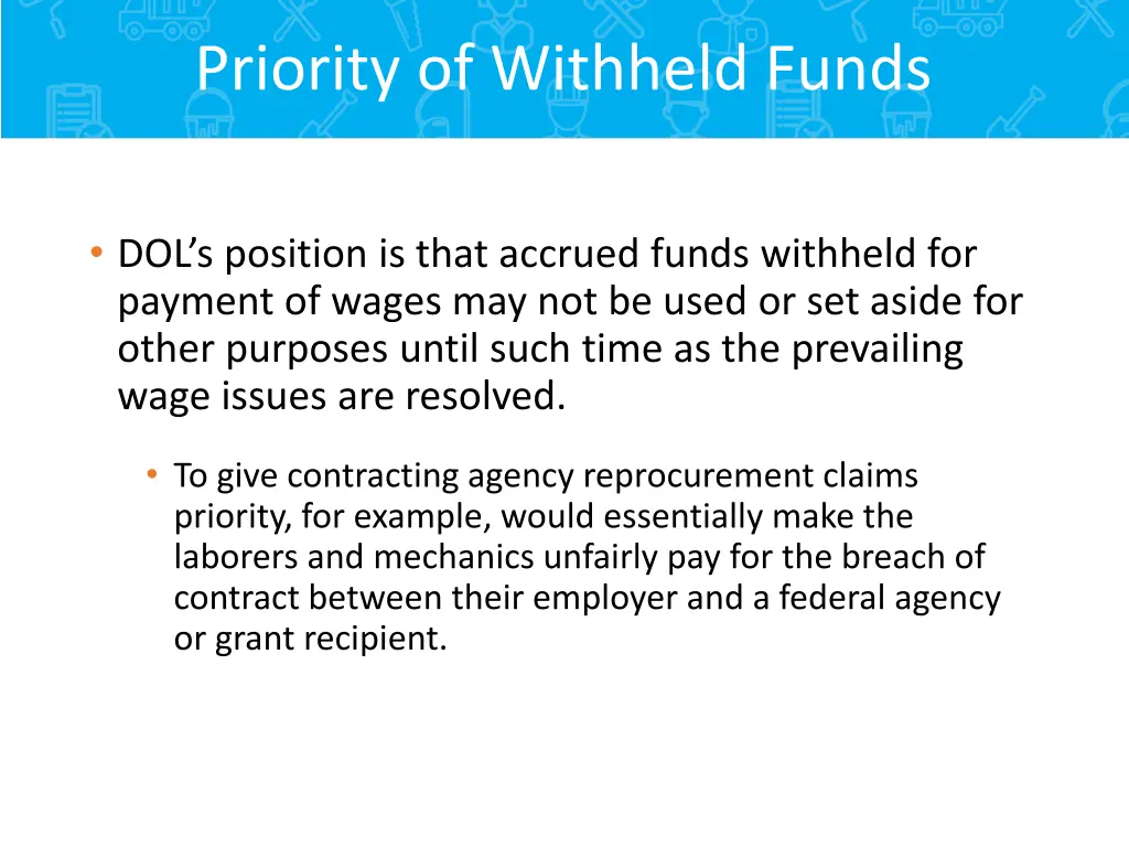 priority of withheld funds